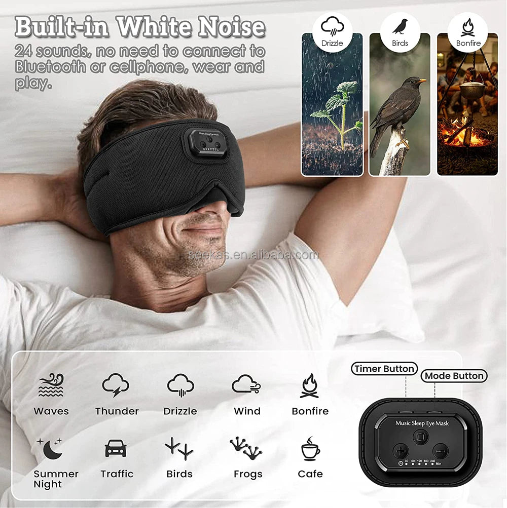 Bluetooth Sleep Headphones with Built-in White Noise and Timer 3D Eye Mask Wireless Headphones for Sleep Factory Dropshipping
