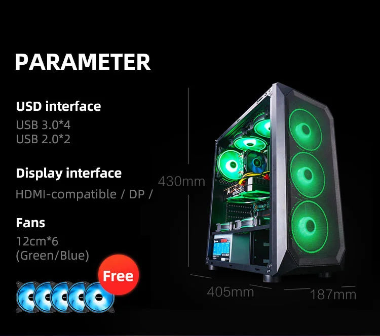 Aotesier Hot selling gamer desktop computer build in Win10 16GB Ram SSD 256G GTX 1050Ti Core E5-2650 processor new gaming pc