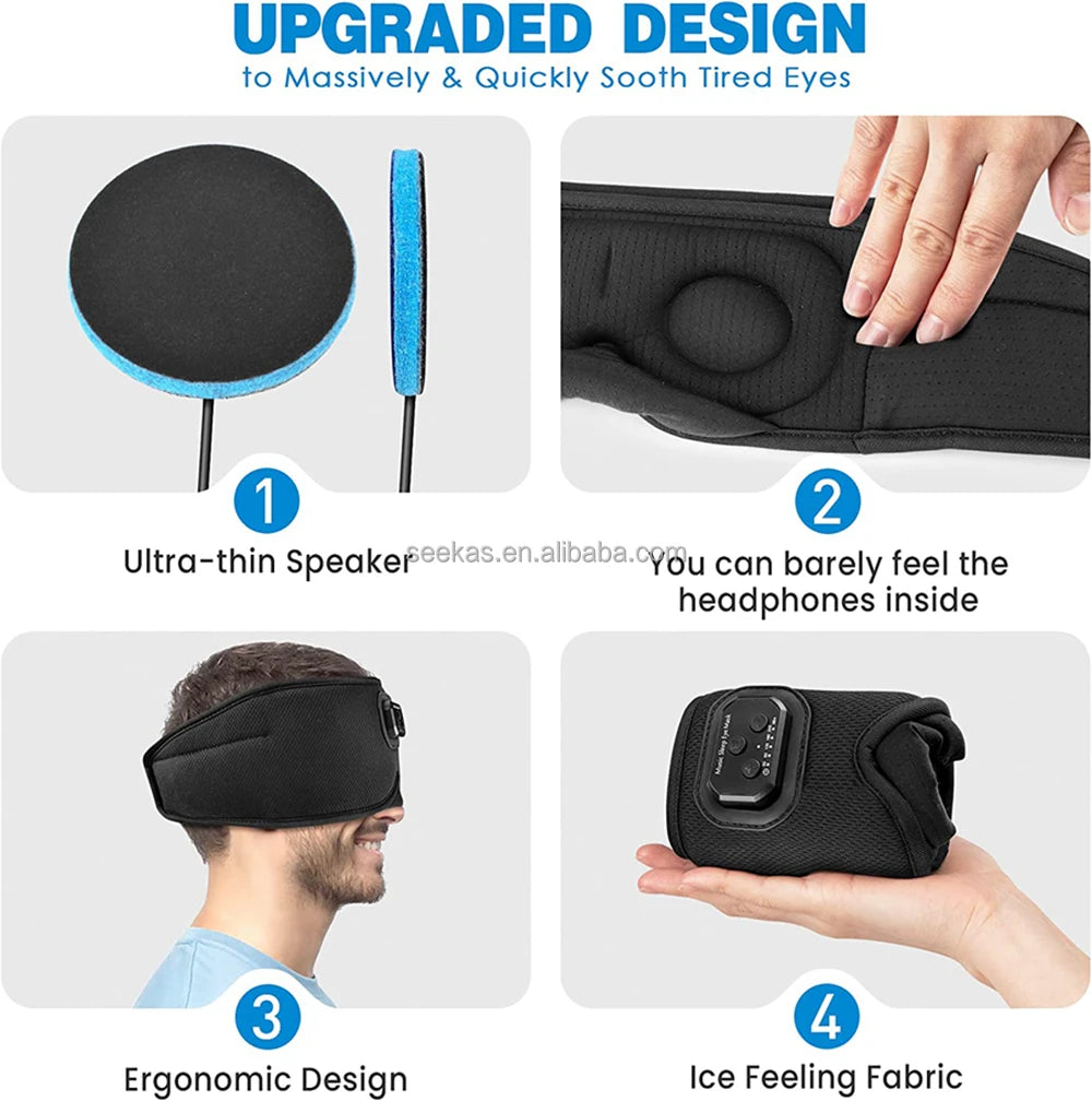 Bluetooth Sleep Headphones with Built-in White Noise and Timer 3D Eye Mask Wireless Headphones for Sleep Factory Dropshipping