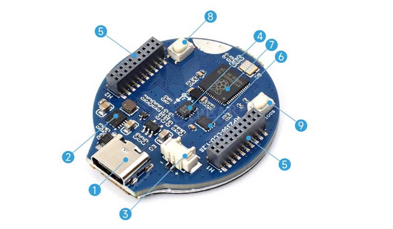 Raspberry Pi Pico 2 RP2350 1.28 inch Round LCD Development Board With Case Option Display Screen QMI8658 6-Axis