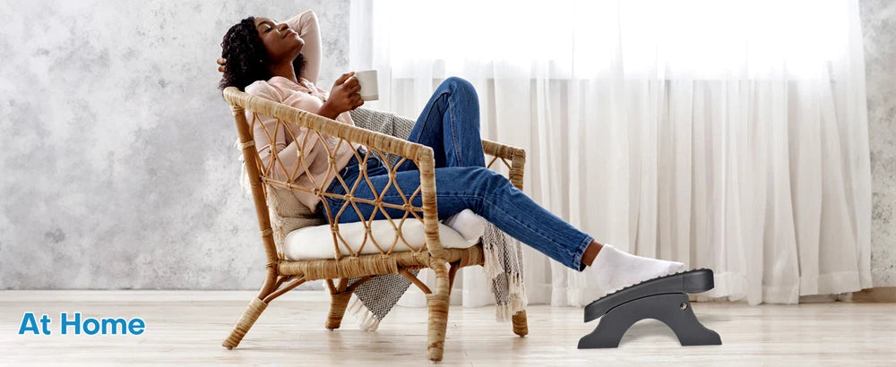 Ergonomic Under Desk Footrest with Massage Rollers120Lbs Capacity, Adjustable Height, Pain Relief for Office & Home