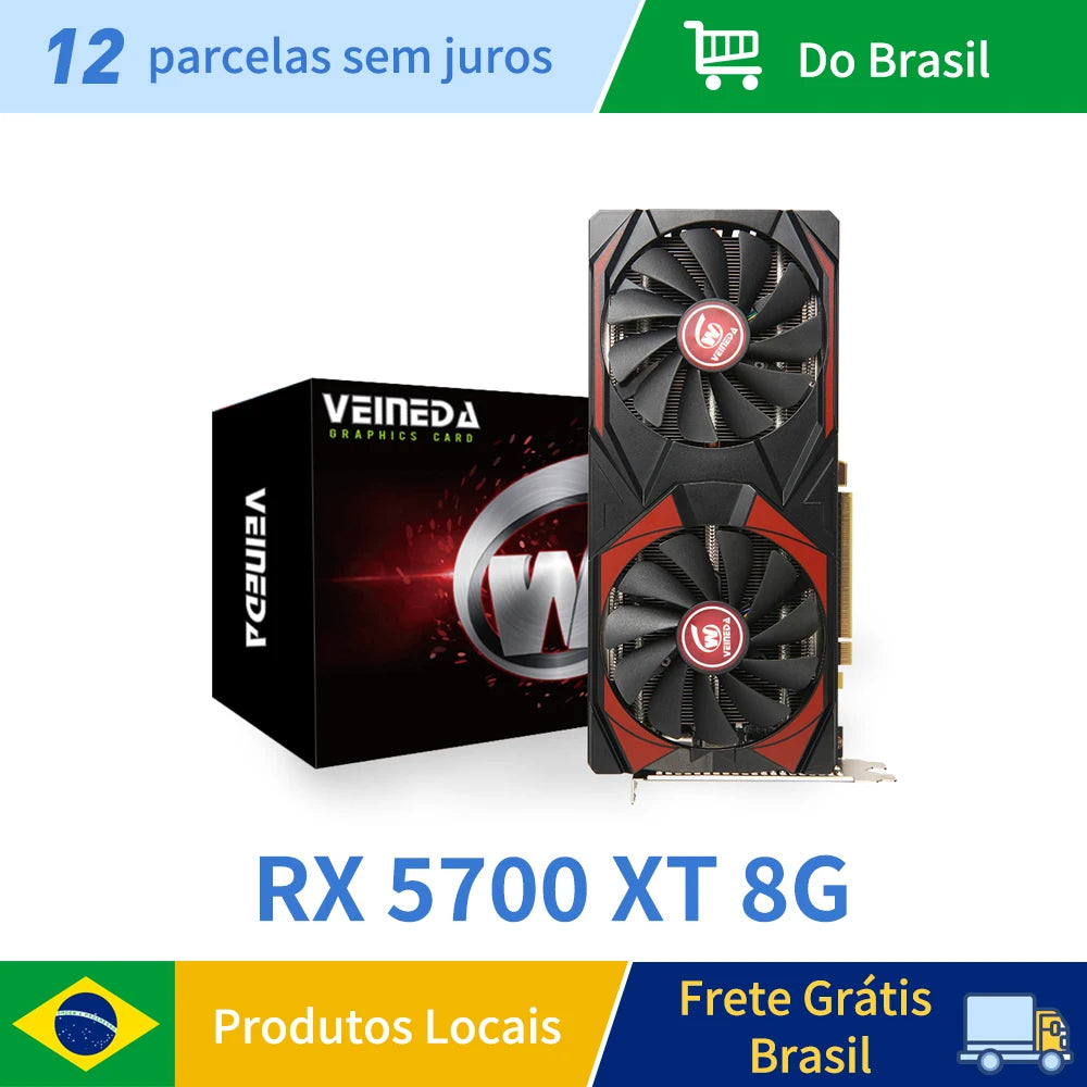 Veineda Graphics Card RX 5700XT 8GB  GPU GDDR6 256Bit 8pin+6pin 7nm DP*3 HDMI*1  Video Card Support Desktop CPU placa de video