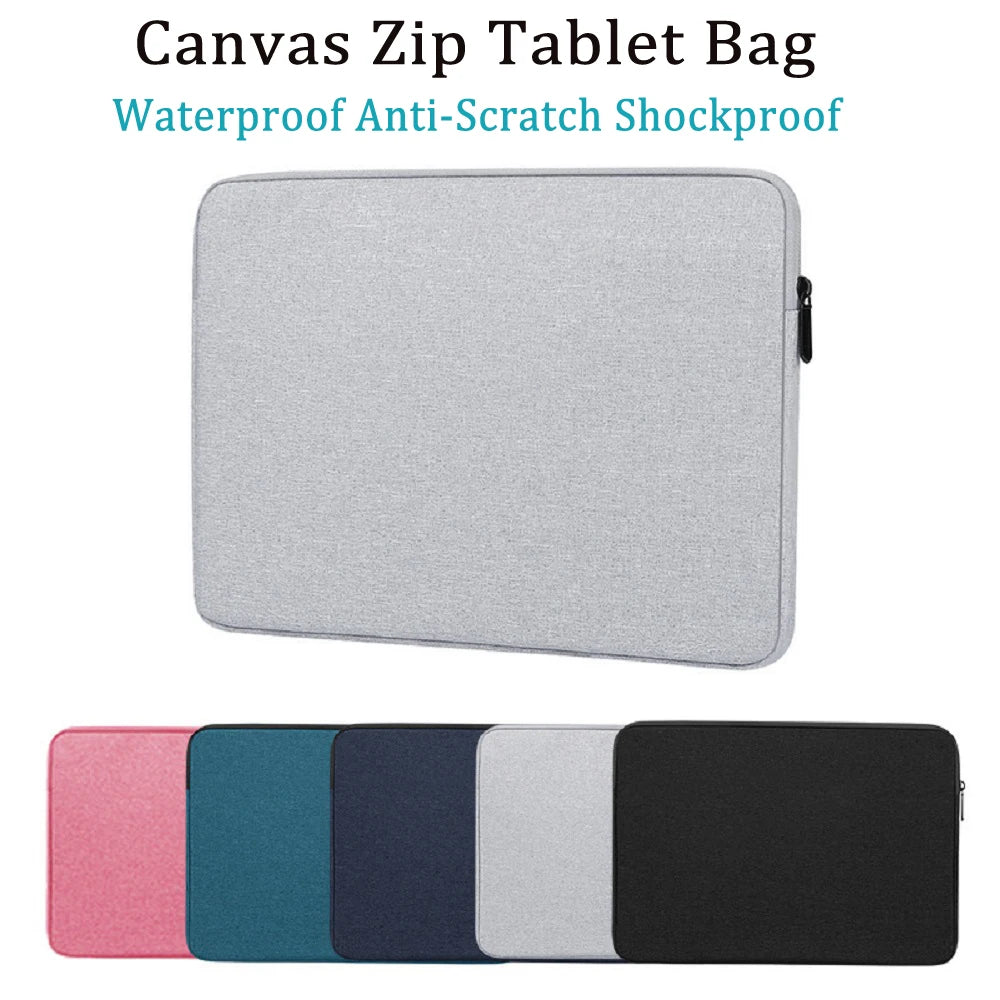 for Oukitel RT8 Tablet Bag Waterproof Canvas Sleeve Zip Pouch Anti-Scratch Microfiber Lining Anti-Drop Carry Case
