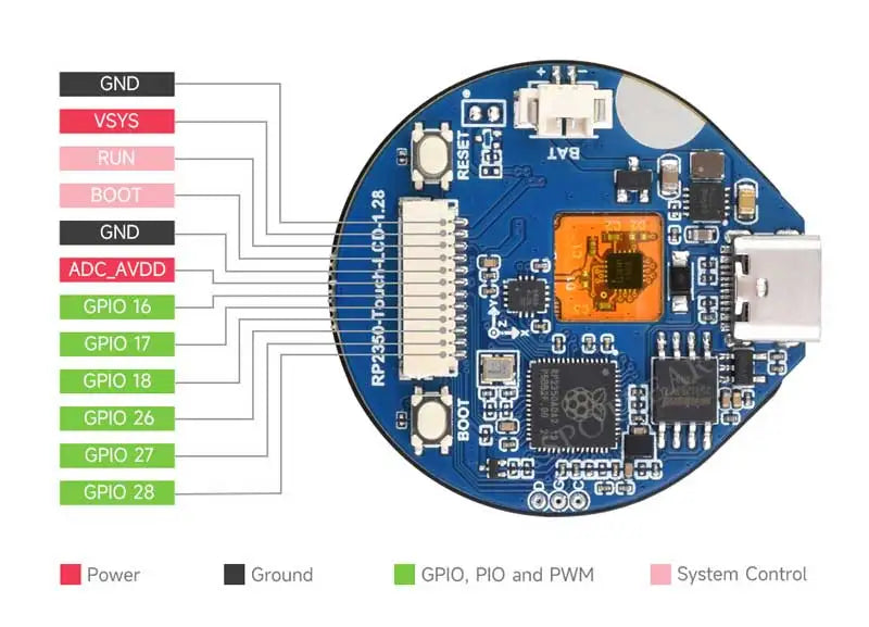 Raspberry Pi Pico 2 RP2350 1.28 inch Round LCD Development Board With Case Option Display Screen QMI8658 6-Axis