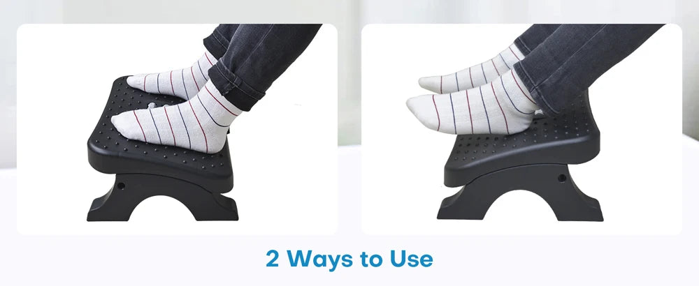 Ergonomic Under Desk Footrest with Massage Rollers120Lbs Capacity, Adjustable Height, Pain Relief for Office & Home