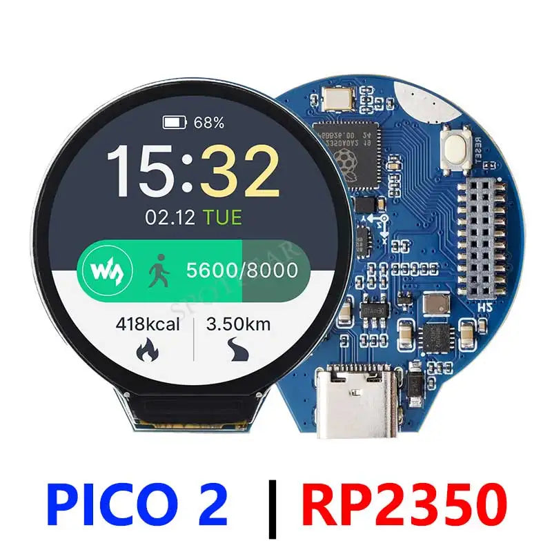 Raspberry Pi Pico 2 RP2350 1.28 inch Round LCD Development Board With Case Option Display Screen QMI8658 6-Axis