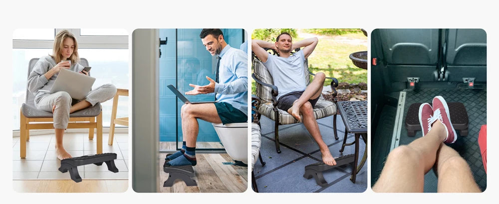 Ergonomic Under Desk Footrest with Massage Rollers120Lbs Capacity, Adjustable Height, Pain Relief for Office & Home