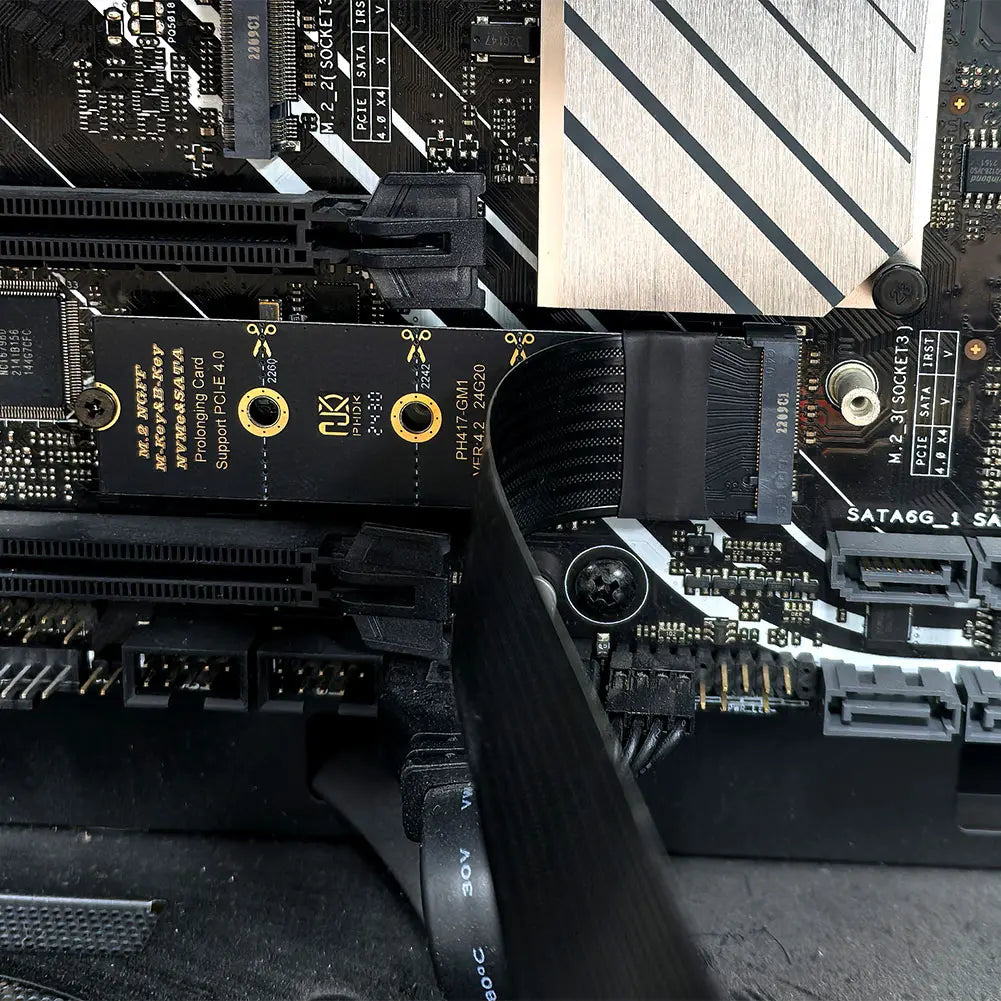 M.2 NVMe SSD Extension Cable Solid Drive Riser Card M.2 SSD PCI-Express 4.0 X4 M Key Extender for M.2 2230 2242 2260 2280 SSD