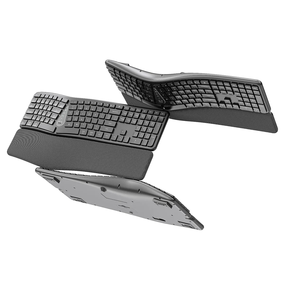 Ergonomic 2.4G Wireless Keyboard Comfortable Natural Typing,Palm Rest,Multi-Device Rechargeable Bluetooth Keyboard for Laptop