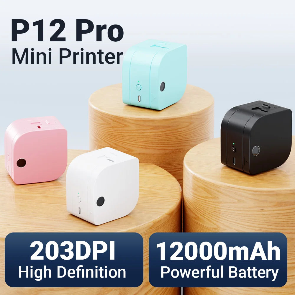 Phomemo P12PRO Portable Label Printer Wireless Bluetooth Label Makers Compatible Multiple-Material Labels with 12mm Label Tape