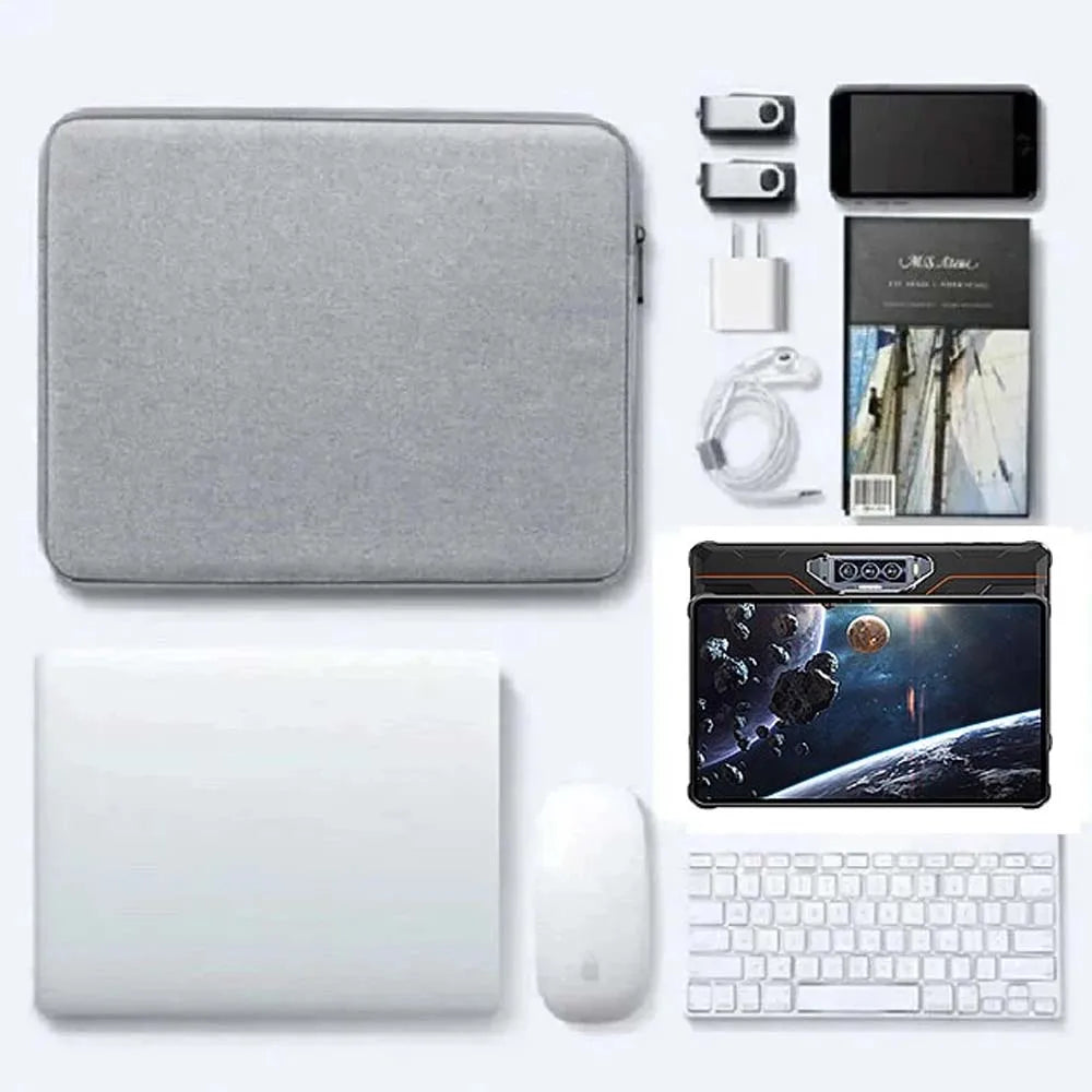 for Oukitel RT8 Tablet Bag Waterproof Canvas Sleeve Zip Pouch Anti-Scratch Microfiber Lining Anti-Drop Carry Case