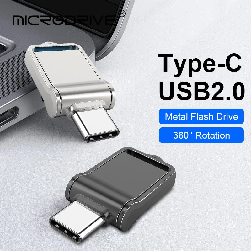Type C USB2.0 Flash Drives Mini metal Pen Drive Type-C Ultra Dual Memory Stick 16GB 32GB 64GB 128GB Thumb Creative Business Gift