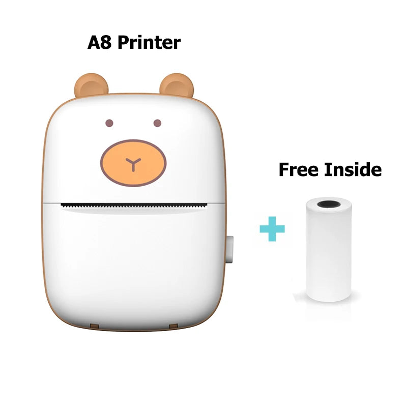 HD Meow Mini Label Printer Thermal Portable A8 Printers Sticker Transparent Paper 57mm Inkless Wireless 203dpi Android IOS Phone