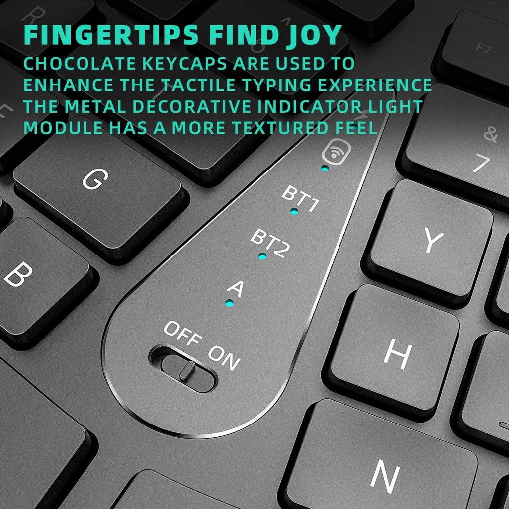 Ergonomic 2.4G Wireless Keyboard Comfortable Natural Typing,Palm Rest,Multi-Device Rechargeable Bluetooth Keyboard for Laptop