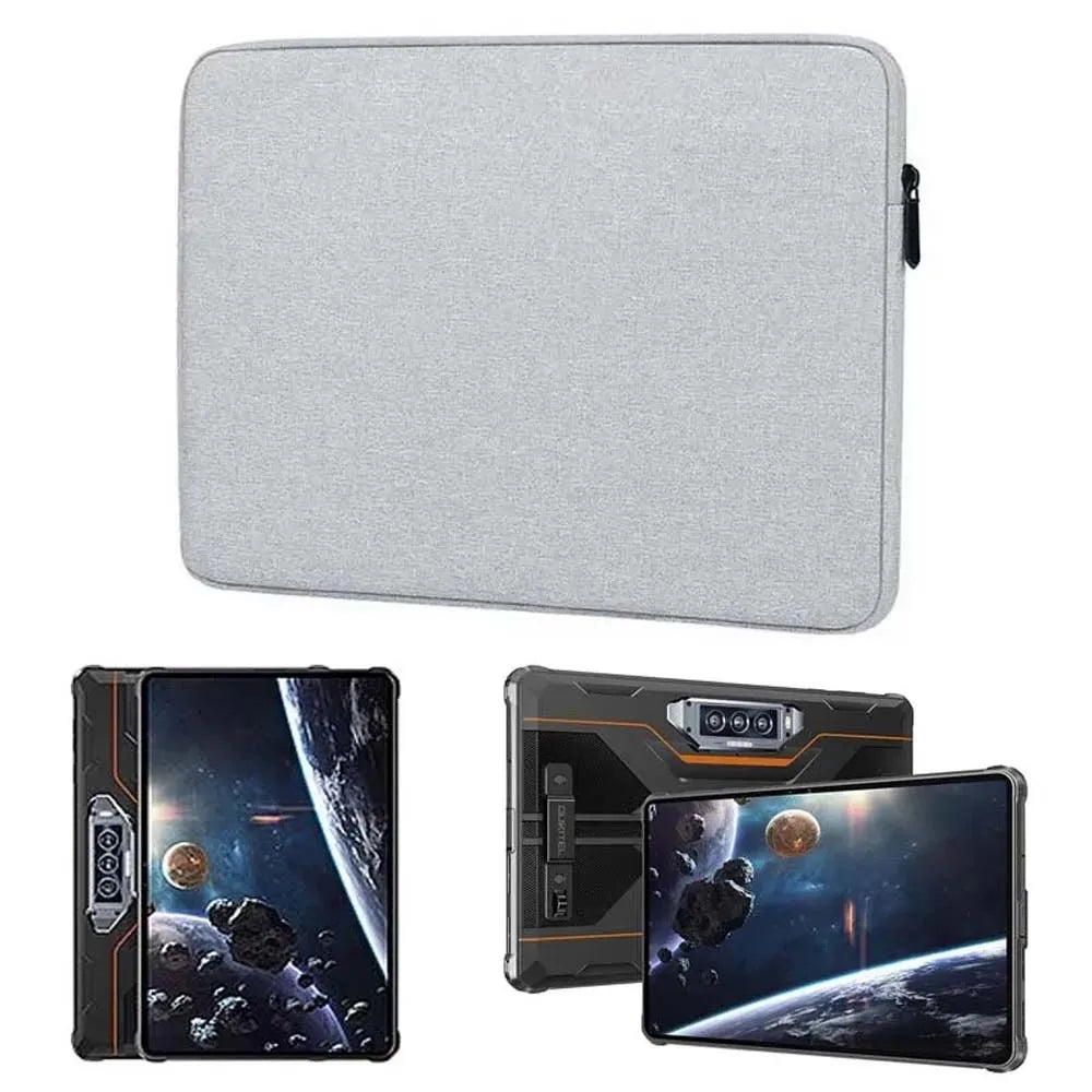 for Oukitel RT8 Tablet Bag Waterproof Canvas Sleeve Zip Pouch Anti-Scratch Microfiber Lining Anti-Drop Carry Case