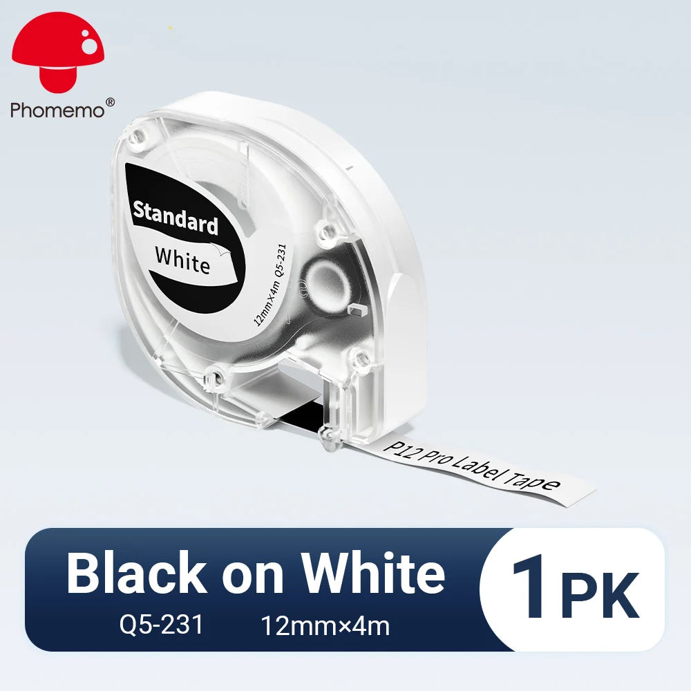 Phomemo P12PRO Portable Label Printer Wireless Bluetooth Label Makers Compatible Multiple-Material Labels with 12mm Label Tape