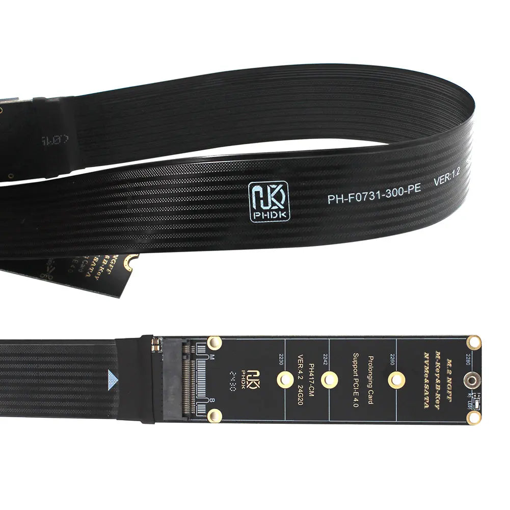 M.2 NVMe SSD Extension Cable Solid Drive Riser Card M.2 SSD PCI-Express 4.0 X4 M Key Extender for M.2 2230 2242 2260 2280 SSD