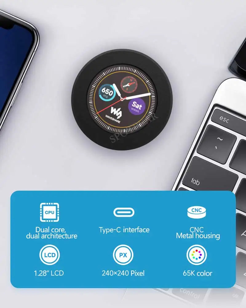 Raspberry Pi Pico 2 RP2350 1.28 inch Round LCD Development Board With Case Option Display Screen QMI8658 6-Axis