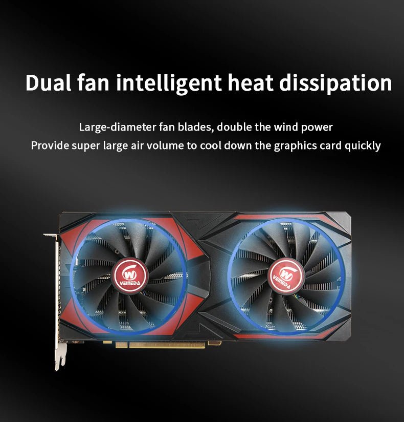 Veineda Graphics Card RX 5700XT 8GB  GPU GDDR6 256Bit 8pin+6pin 7nm DP*3 HDMI*1  Video Card Support Desktop CPU placa de video